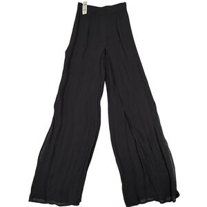 Vintage 90s Sheer Overlay Pants Sz 4 Black Slim Eve Wide Leg Palazzo USA NWT